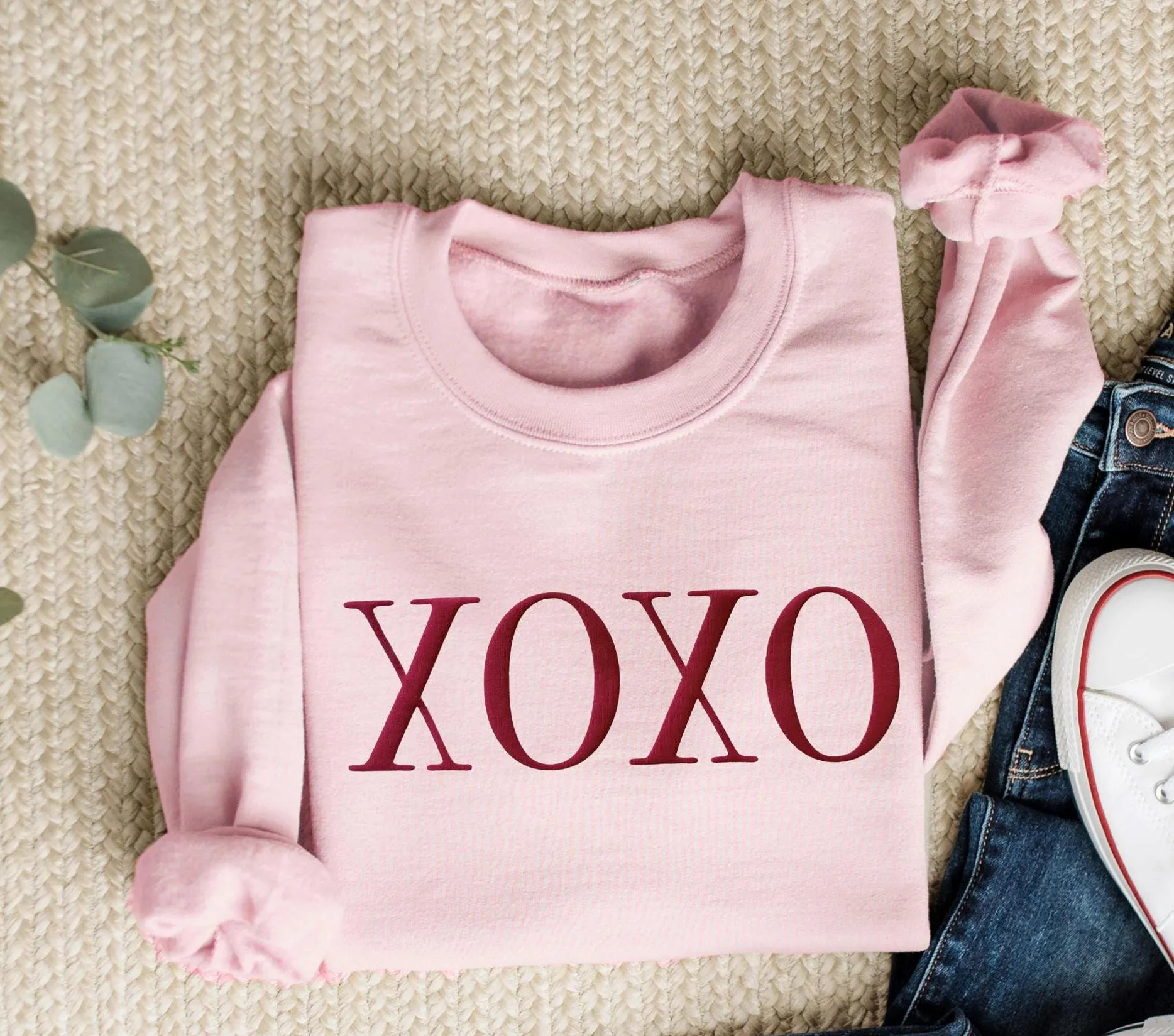 Embossed XOXO Valentines Day Crewneck