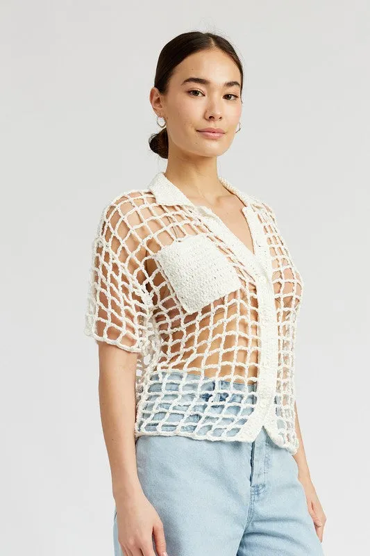 Emory Park BOLD CROCHET SHIRT TOP
