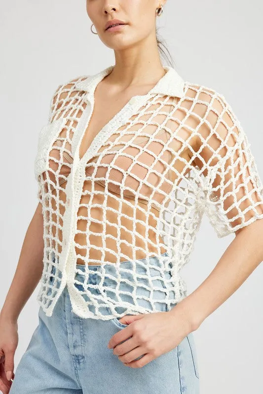 Emory Park BOLD CROCHET SHIRT TOP