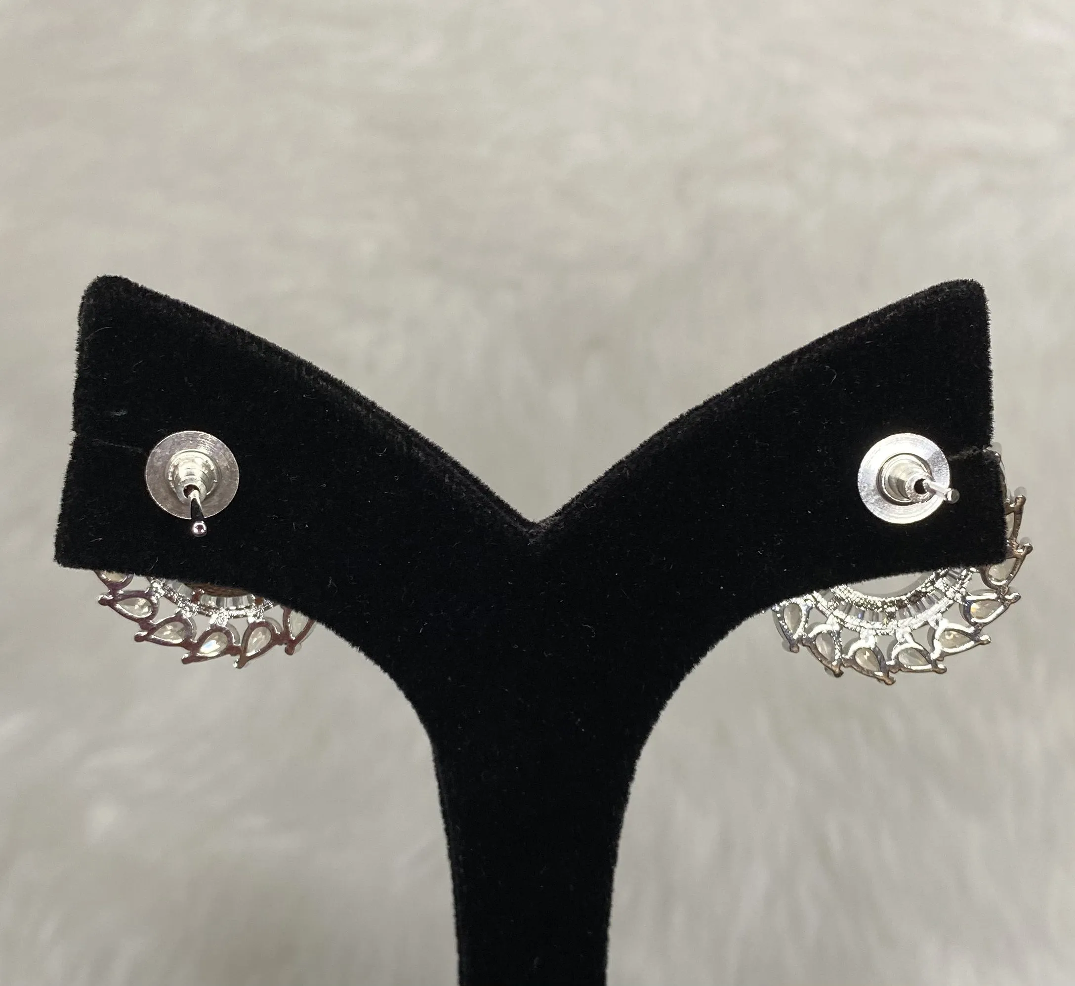 EP 3462 Stylish Silver Plated Citrine Champagne American Diamond Cubic Zirconia CZ Indian Wedding Bridal Earrings Evening Cocktail