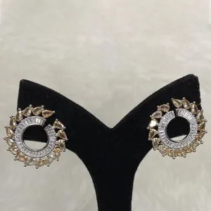 EP 3462 Stylish Silver Plated Citrine Champagne American Diamond Cubic Zirconia CZ Indian Wedding Bridal Earrings Evening Cocktail