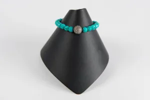 Faceted turquoise with pave diamond bead