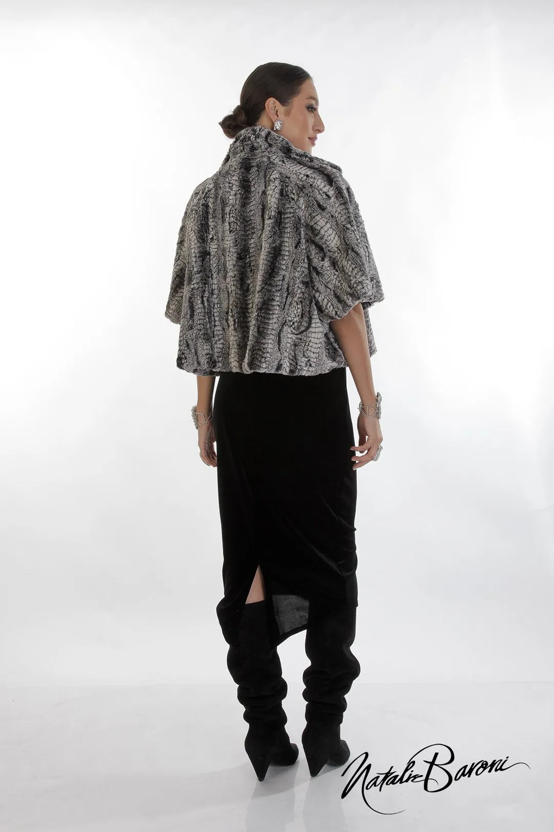 Faux Chinchilla Crop Jacket - Roma