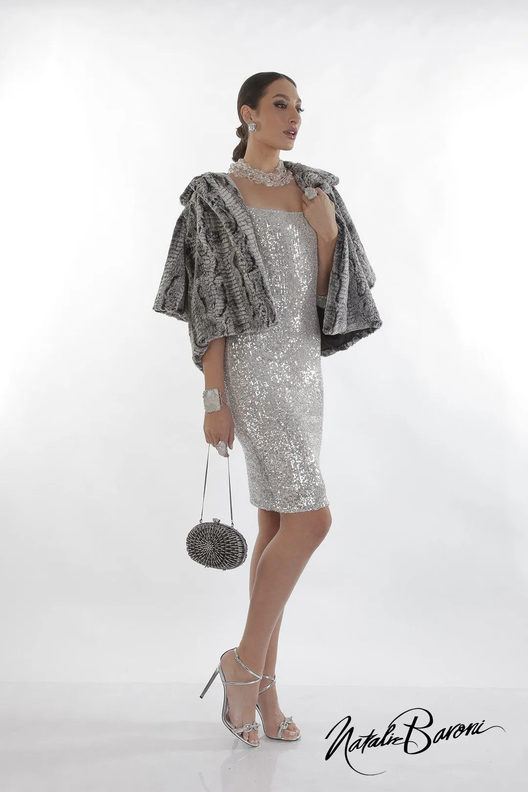 Faux Chinchilla Crop Jacket - Roma