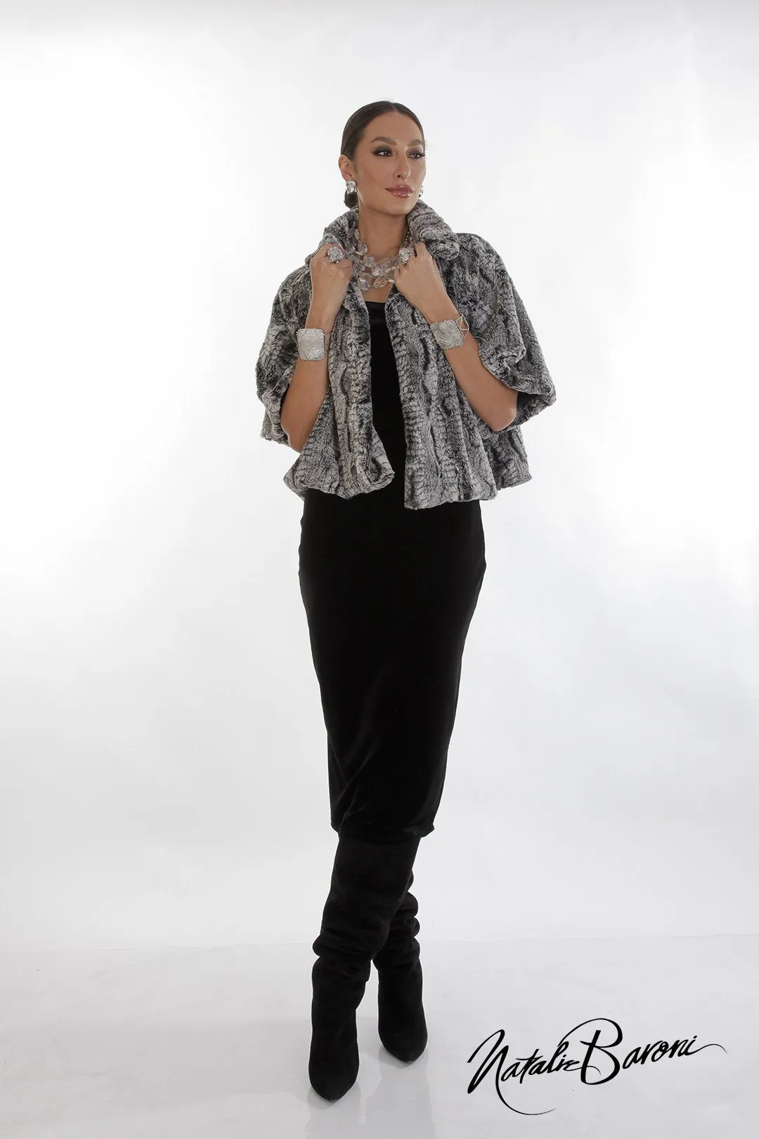 Faux Chinchilla Crop Jacket - Roma