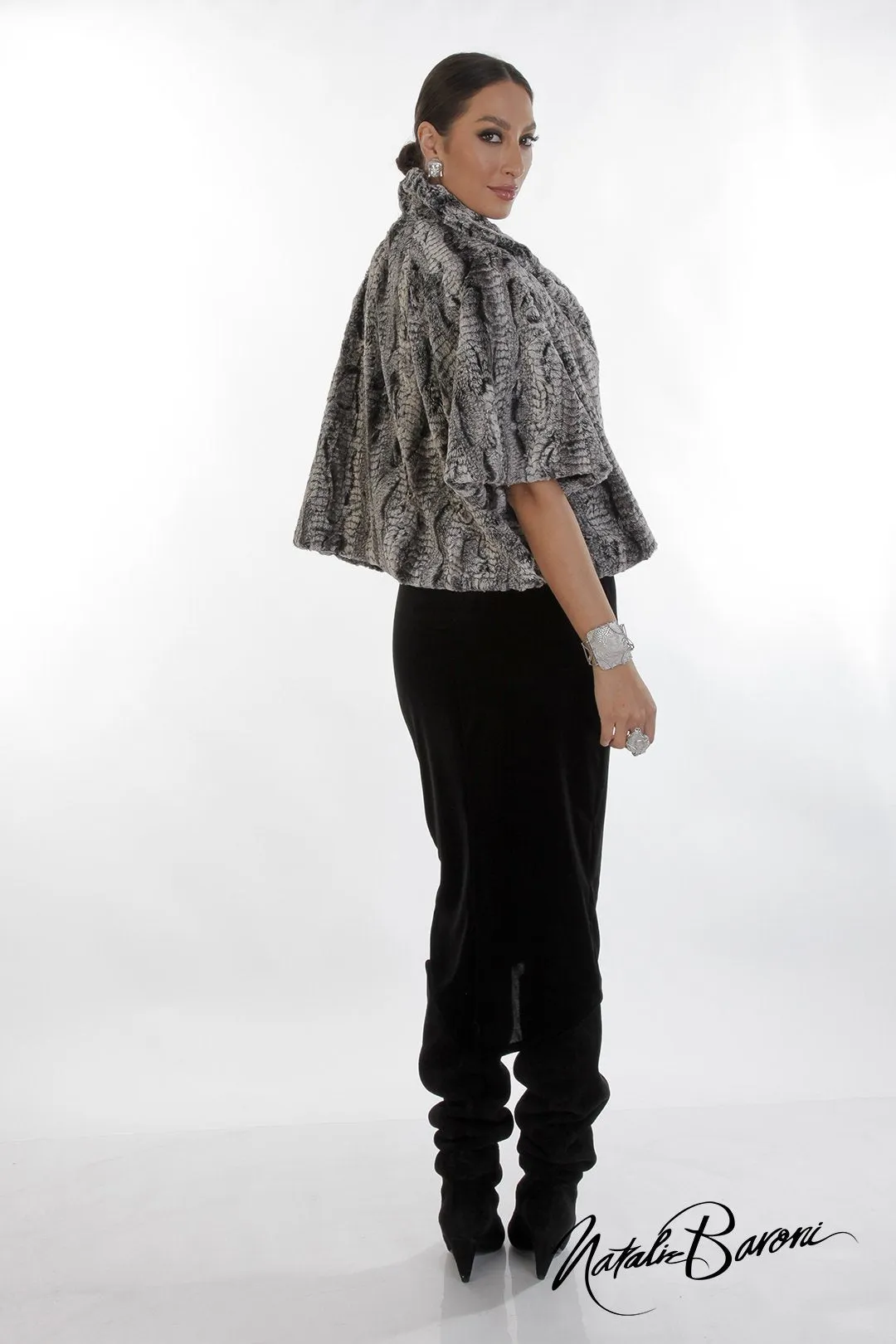 Faux Chinchilla Crop Jacket - Roma