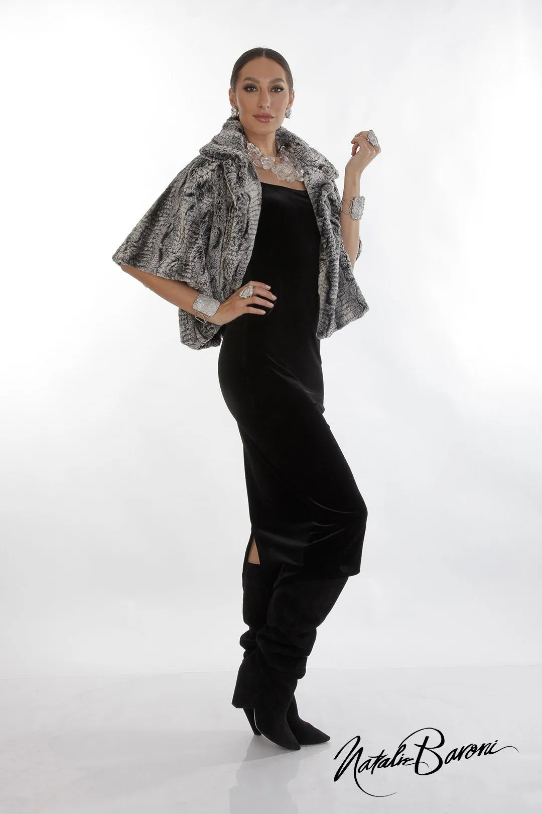 Faux Chinchilla Crop Jacket - Roma