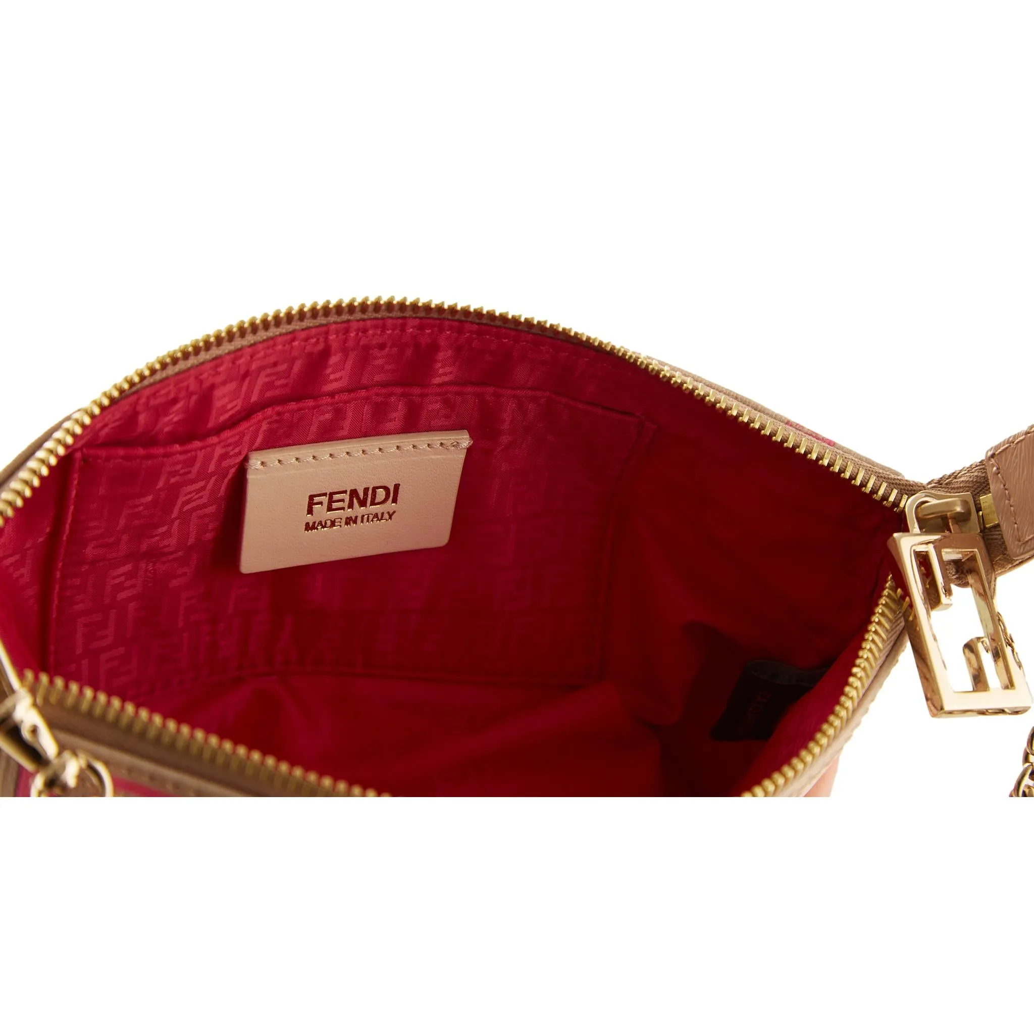 Fendi Beige Multicolor Logo Shoulder Bag