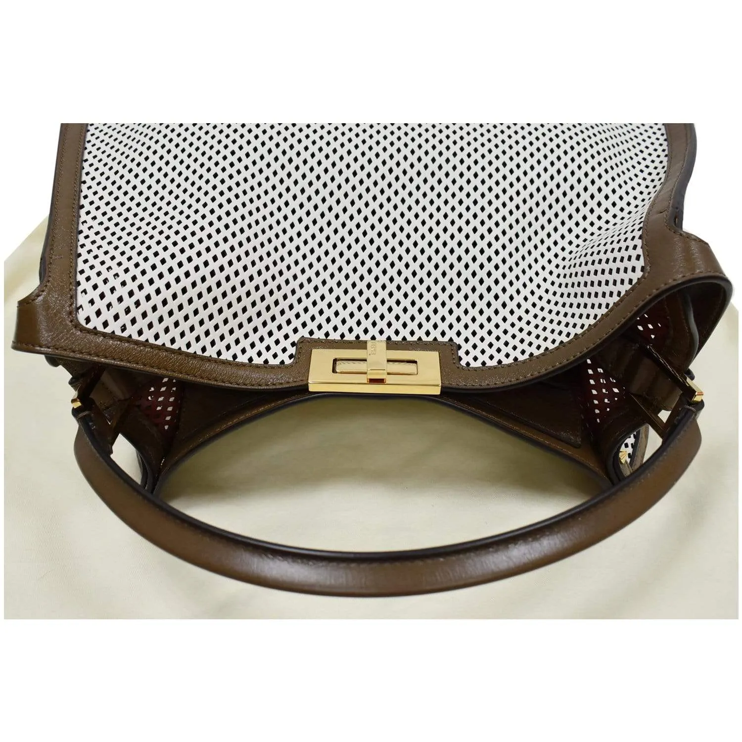 FENDI Peekaboo X-Lite Large Perforated Leather Tote Bag White