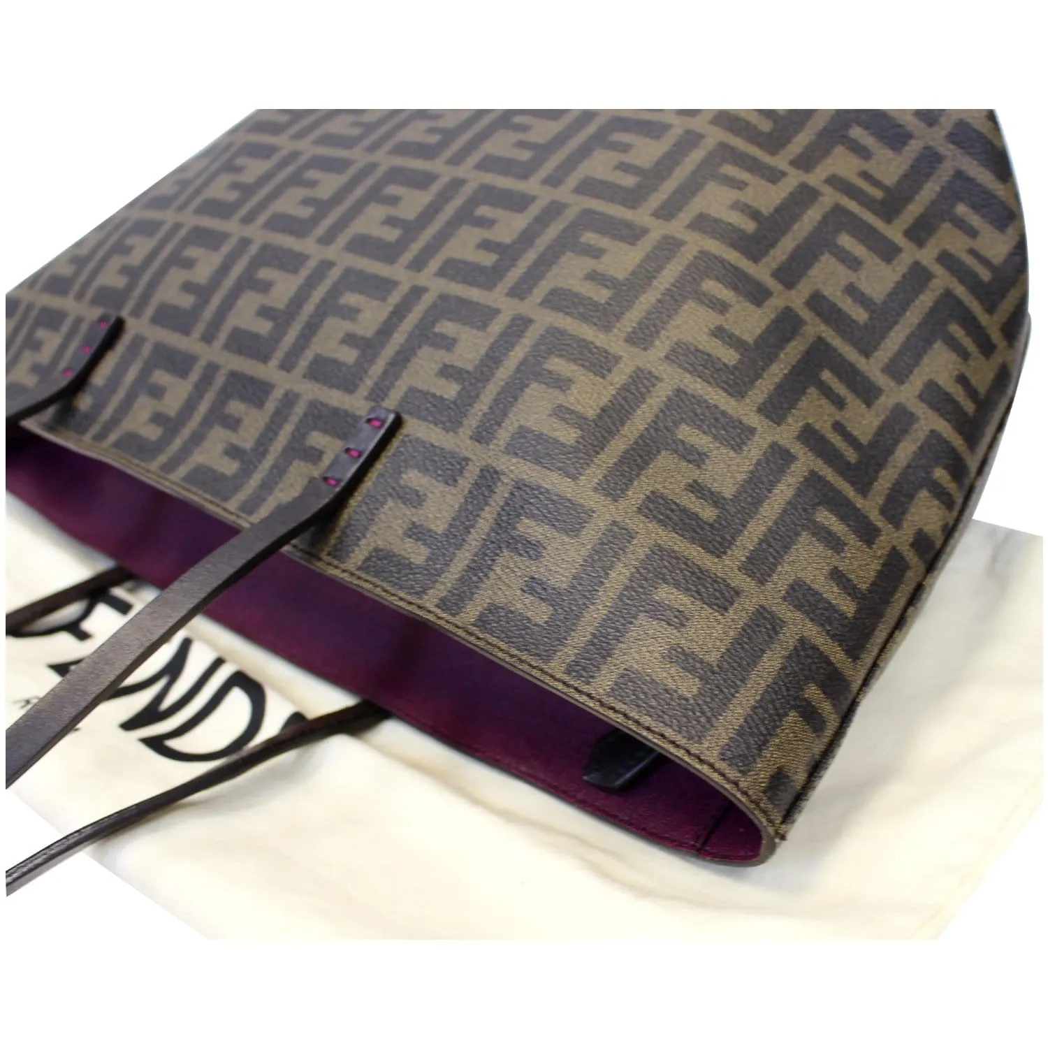 FENDI Zucca Print Canvas Small Roll Tote Bag Brown