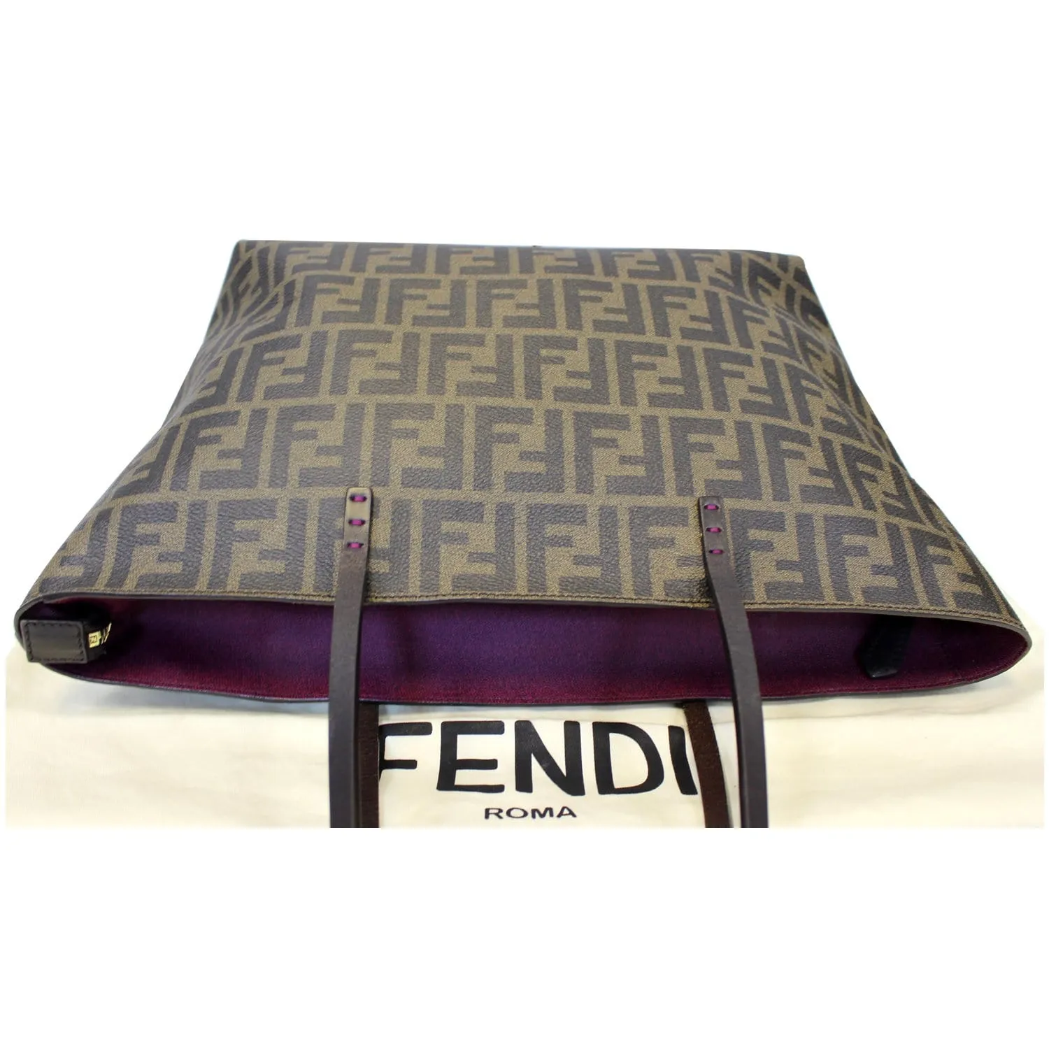FENDI Zucca Print Canvas Small Roll Tote Bag Brown