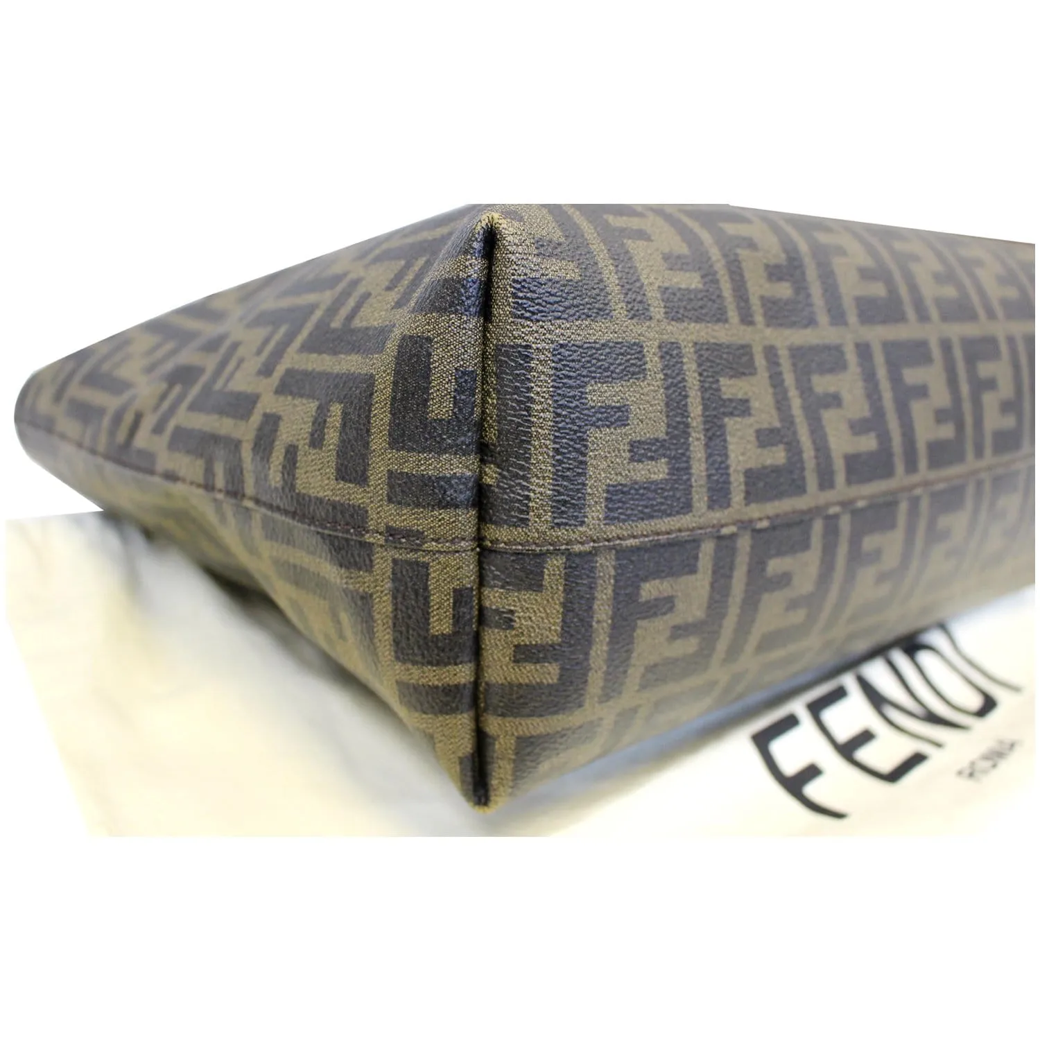 FENDI Zucca Print Canvas Small Roll Tote Bag Brown