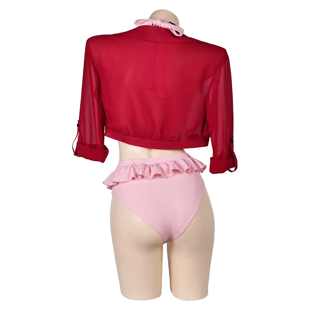 Final Fantasy VII Aerith Gainsborough Original BIKINIS With Shrug Pink Swimsuit Swimwear Cosplay Costume Outfits