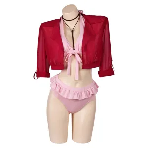 Final Fantasy VII Aerith Gainsborough Original BIKINIS With Shrug Pink Swimsuit Swimwear Cosplay Costume Outfits