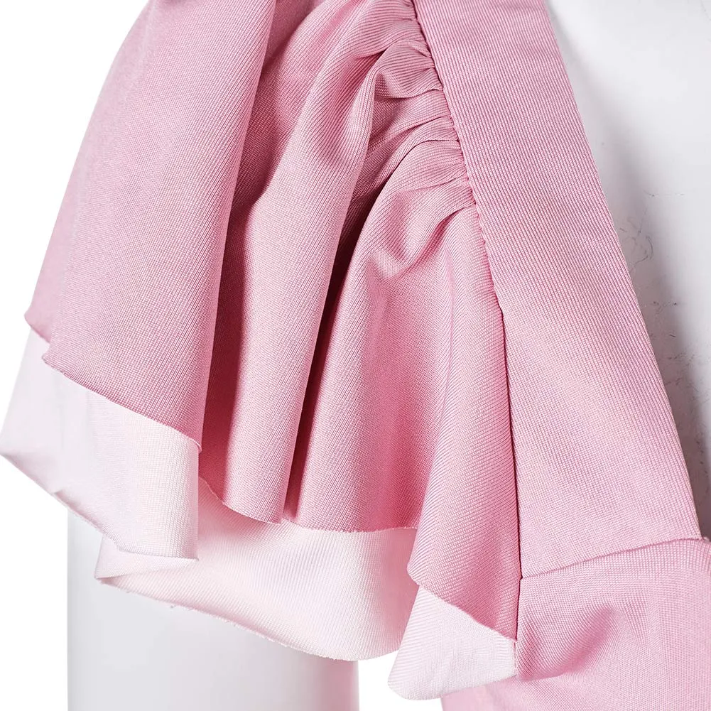 Final Fantasy VII Rebirth Aerith Printed Pink Beach Dress Set Cosplay Costume Outfits Halloween Carnival Suit