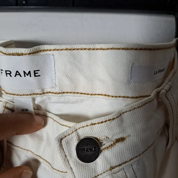 Frame women's jeans cream white le slouch straight leg sz 29