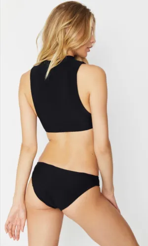 FRANKIES BIKINIS - Hanalei Bottom in Black Rib