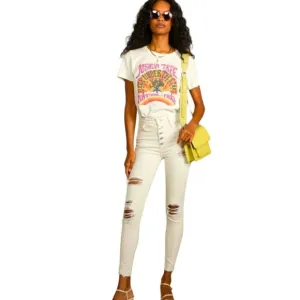 FREE PEOPLE Cream High-Waisted JeansSize: 31