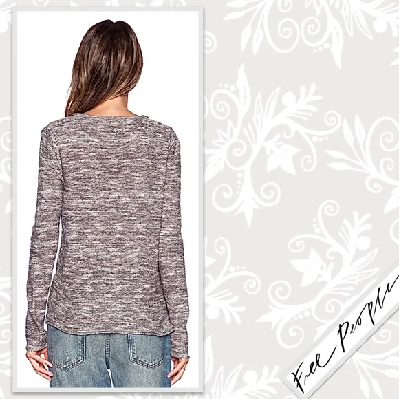 Free People Gotham Wrap Sweater in Marled Knit Grey /Cream Combo, Gently Worn!