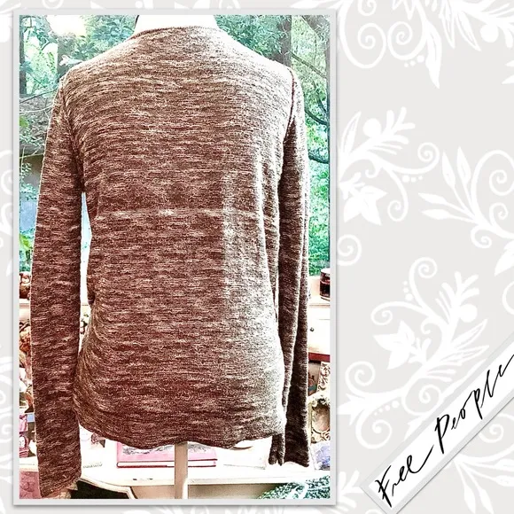 Free People Gotham Wrap Sweater in Marled Knit Grey /Cream Combo, Gently Worn!