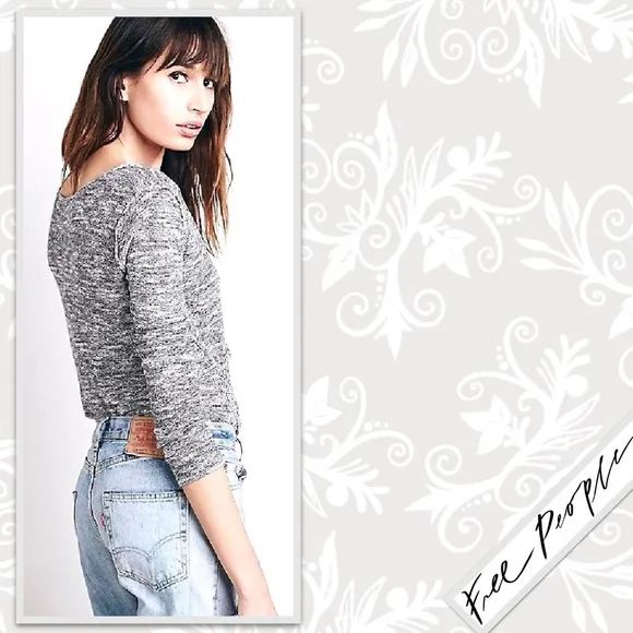 Free People Gotham Wrap Sweater in Marled Knit Grey /Cream Combo, Gently Worn!