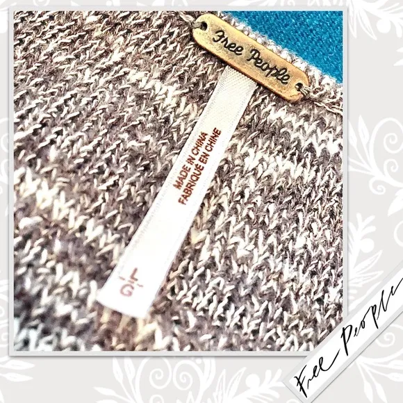 Free People Gotham Wrap Sweater in Marled Knit Grey /Cream Combo, Gently Worn!