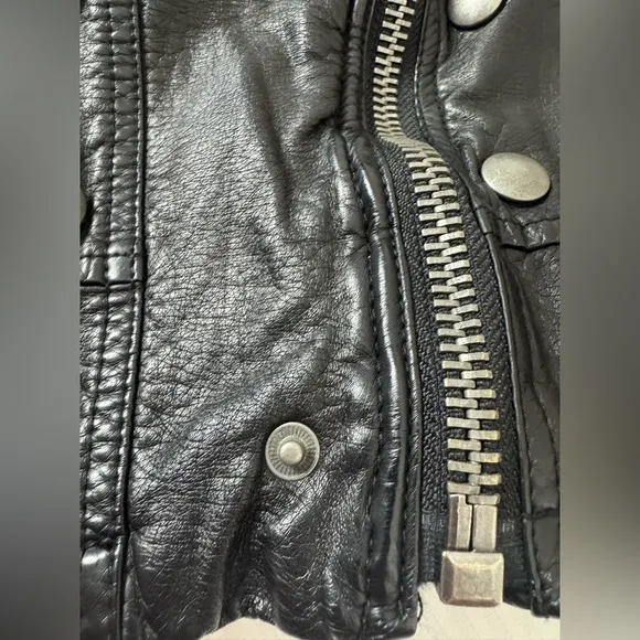 Free people Moto Stylish Black faux vegan Leather Jacket size small black