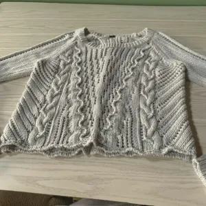 Free People Womens Large Wide Neck Cable Knit Sweater Grey Long Sleeves