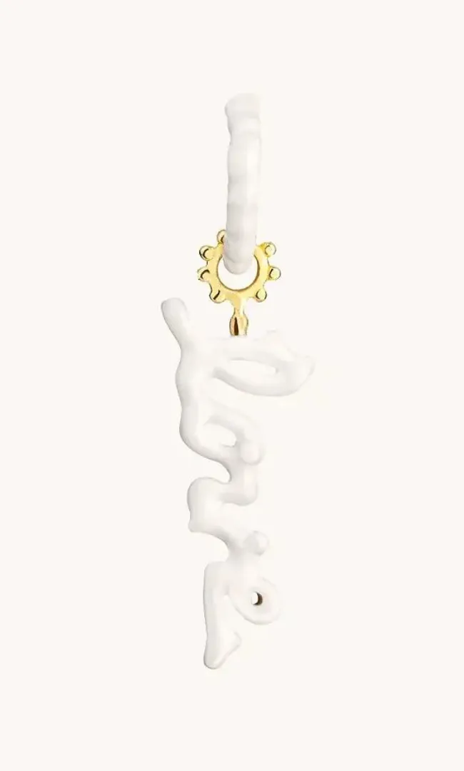GAYA Joaillerie LOVE Earrings Enamelled Charm White