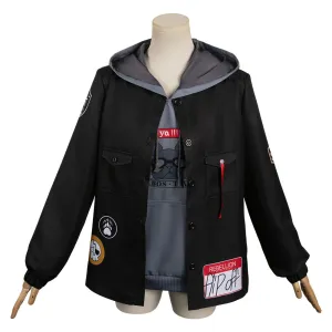 Girls Band Cry 2024 Momoka Kawaragi Black Printed Hoodie Coat Anime Cosplay Costume Outfits Halloween Carnival Suit
