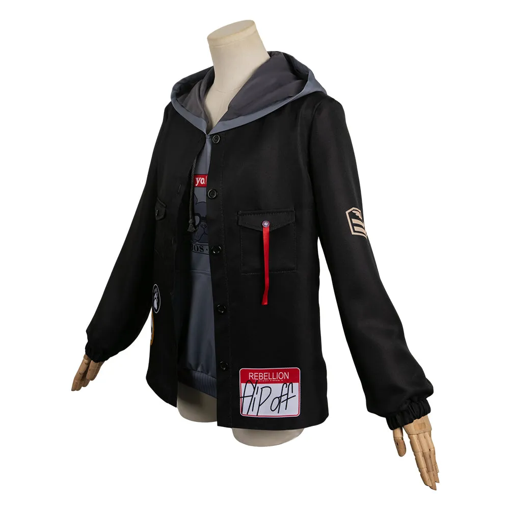Girls Band Cry 2024 Momoka Kawaragi Black Printed Hoodie Coat Anime Cosplay Costume Outfits Halloween Carnival Suit