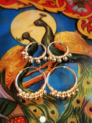 Gold-plated bobble beaded hoops