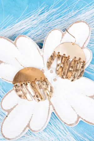 Grace Worn Goldtone Scratched Dangle Earrings