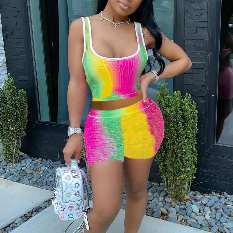 Gradient Color Sleeveless Shorts Set