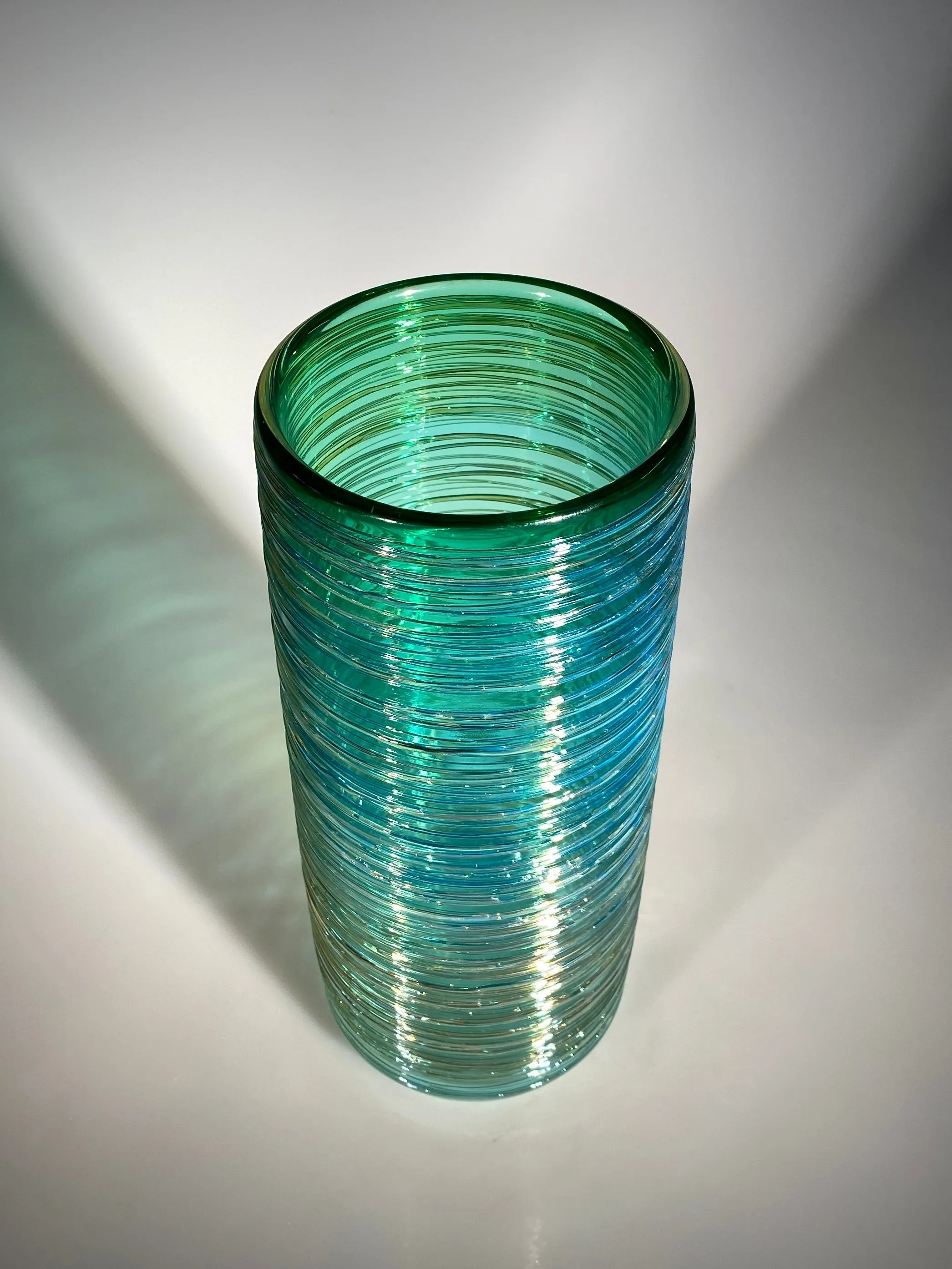 Green Aqua Threaded Vase