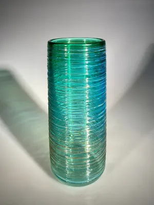 Green Aqua Threaded Vase