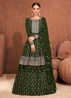 Green Heavy Embroidered Stylish Lehenga