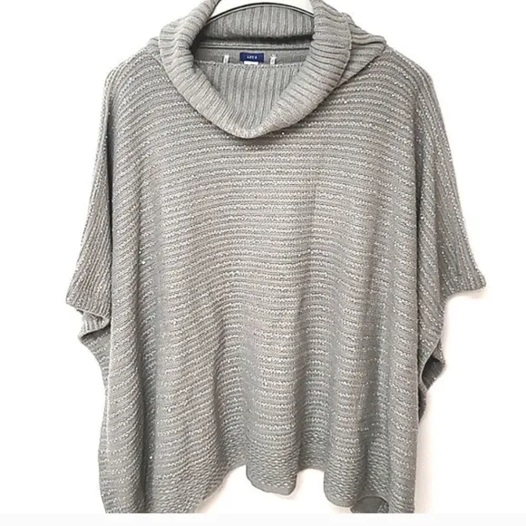 Grey Sequin Sweater Poncho