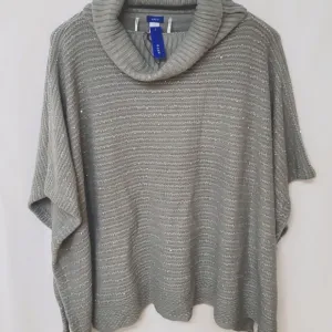 Grey Sequin Sweater Poncho