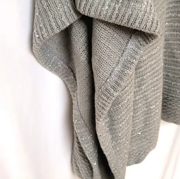 Grey Sequin Sweater Poncho
