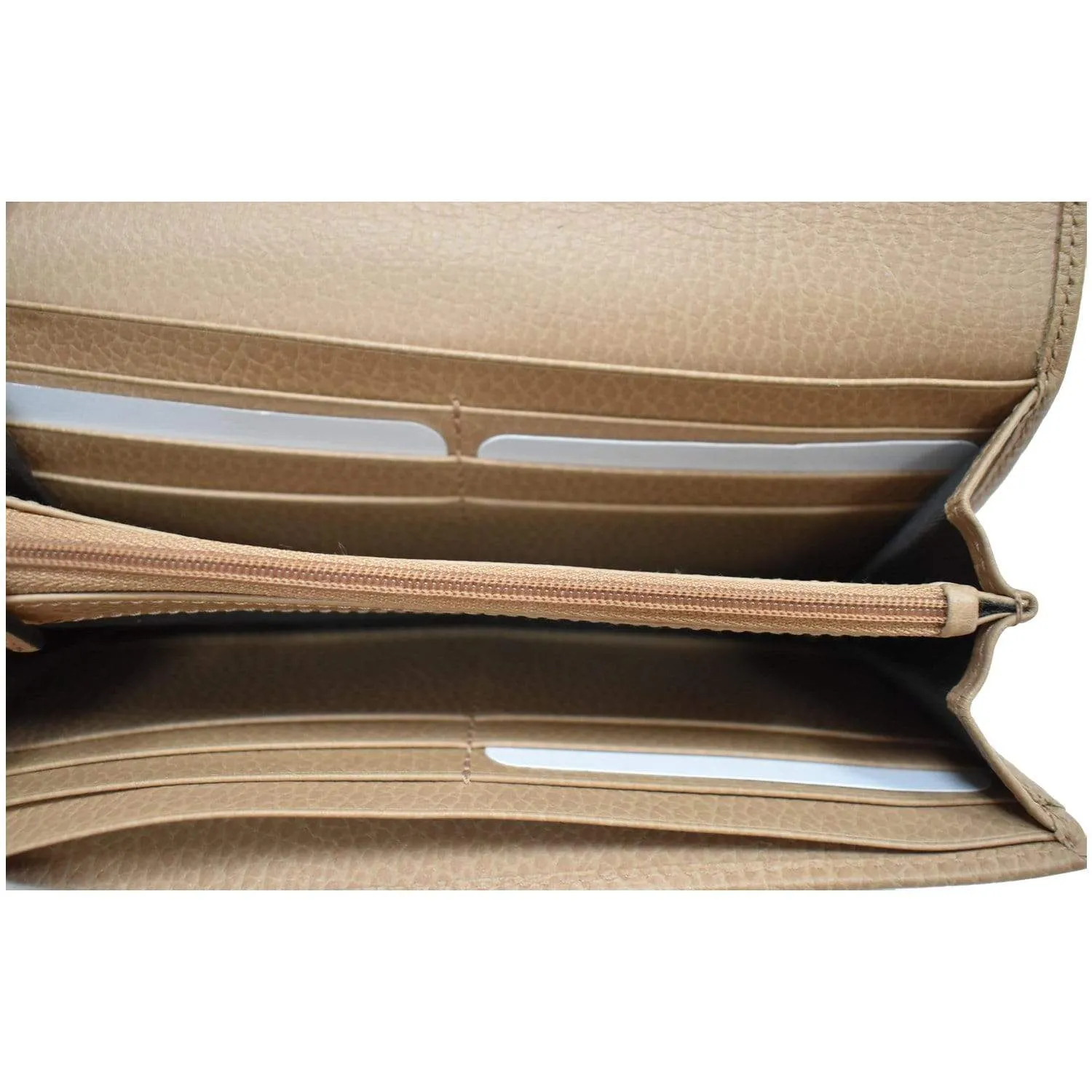 GUCCI GG Interlocking Continental Leather Wallet Beige 615524