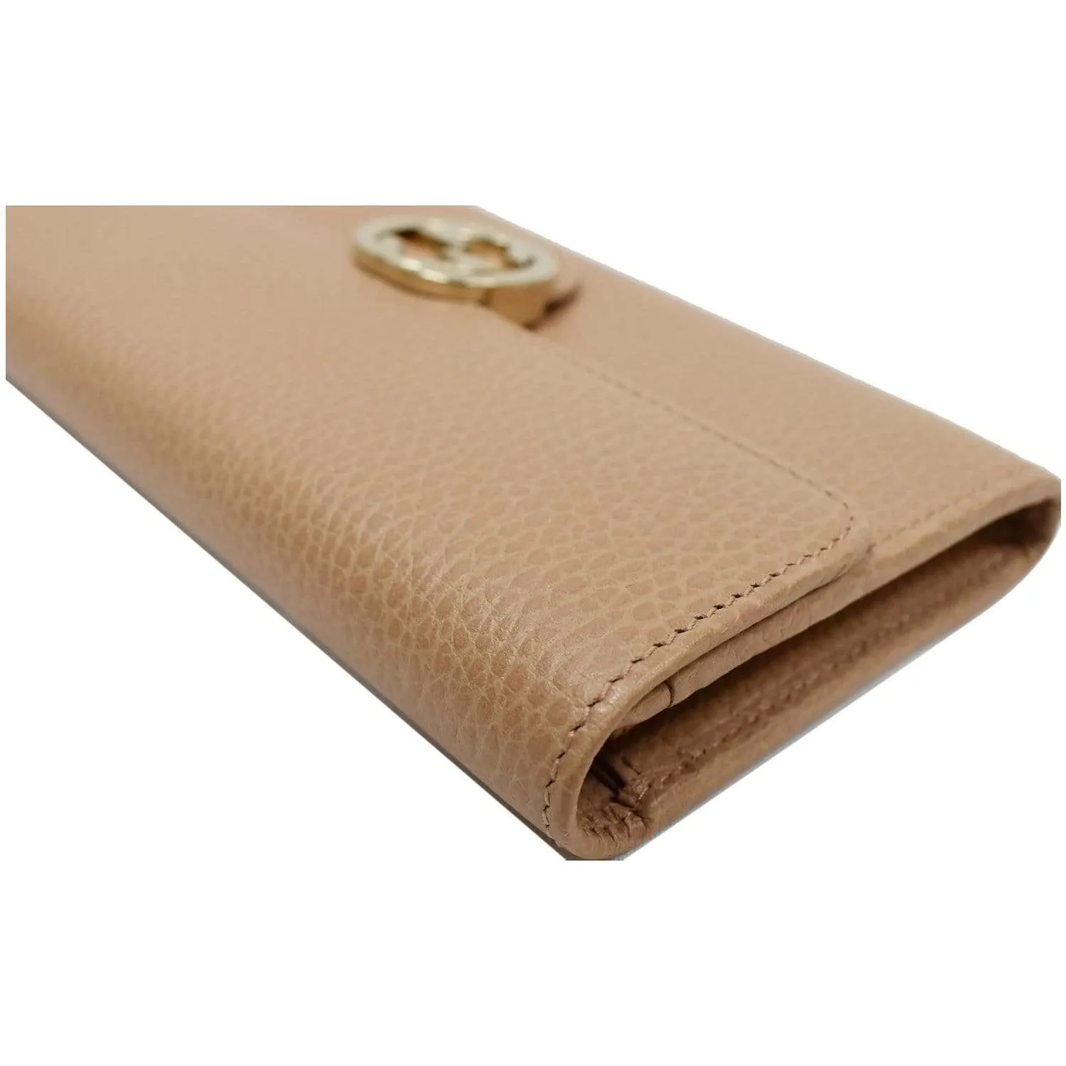 GUCCI GG Interlocking Continental Leather Wallet Beige 615524
