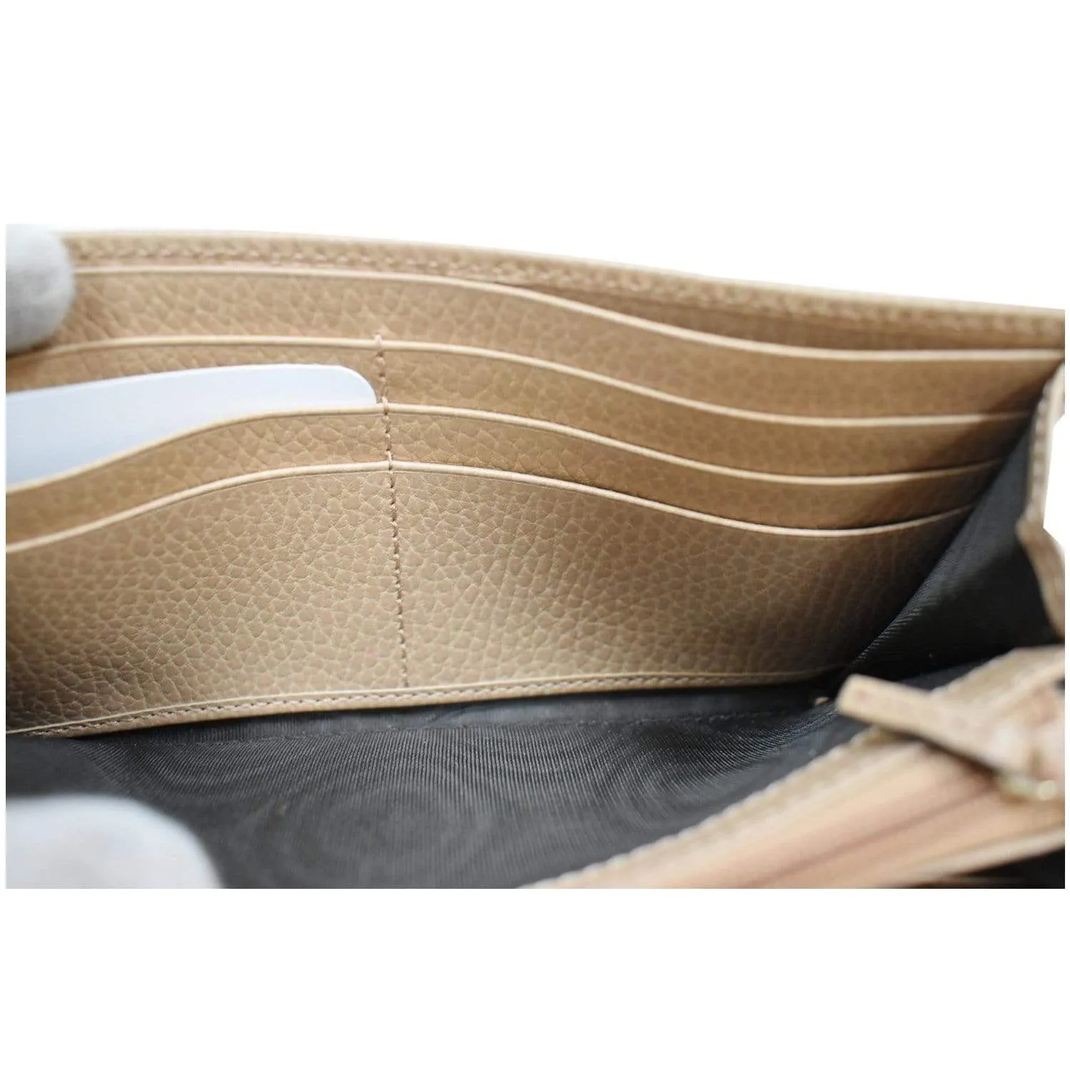 GUCCI GG Interlocking Continental Leather Wallet Beige 615524