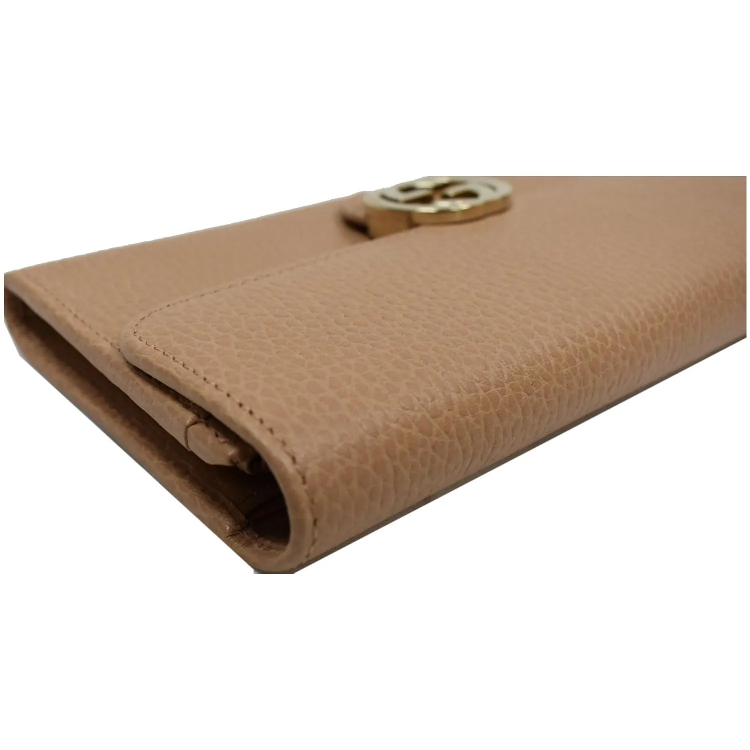 GUCCI GG Interlocking Continental Leather Wallet Beige 615524