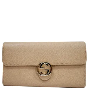 GUCCI GG Interlocking Continental Leather Wallet Beige 615524
