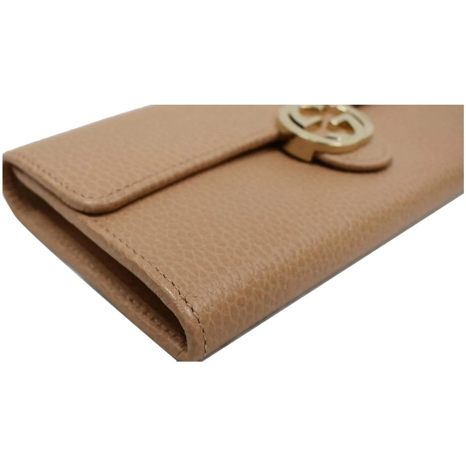 GUCCI GG Interlocking Continental Leather Wallet Beige 615524