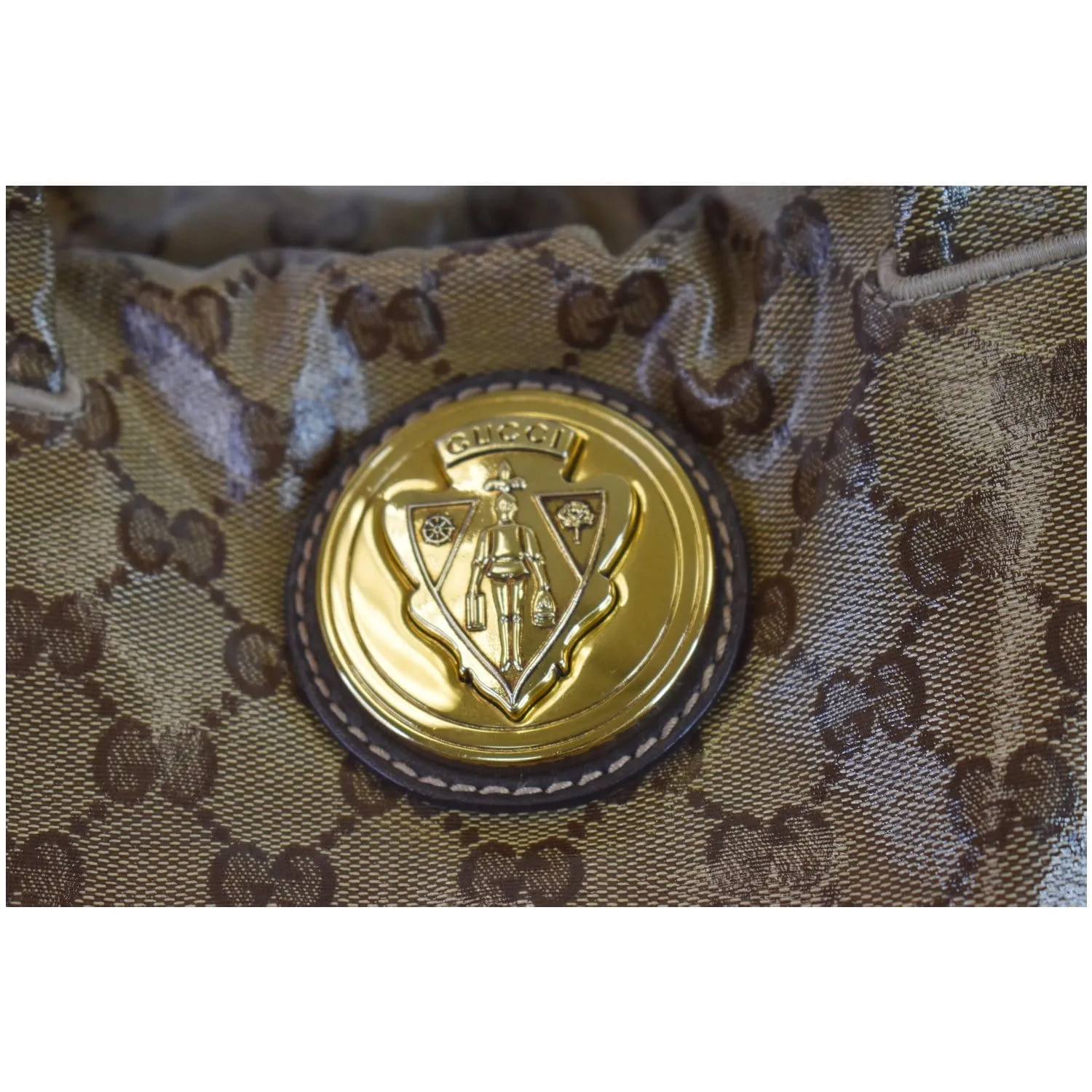 GUCCI Hysteria Large Crystal Coated Canvas Tote Bag Beige 197022