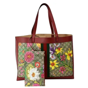 GUCCI Ophidia GG Flora Medium Tote Bag Red 547947