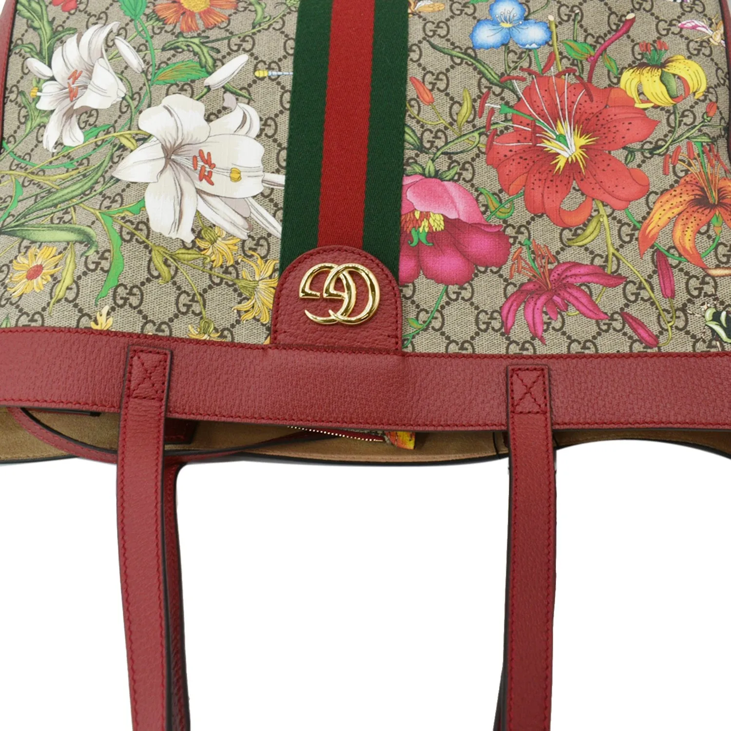 GUCCI Ophidia GG Flora Medium Tote Bag Red 547947