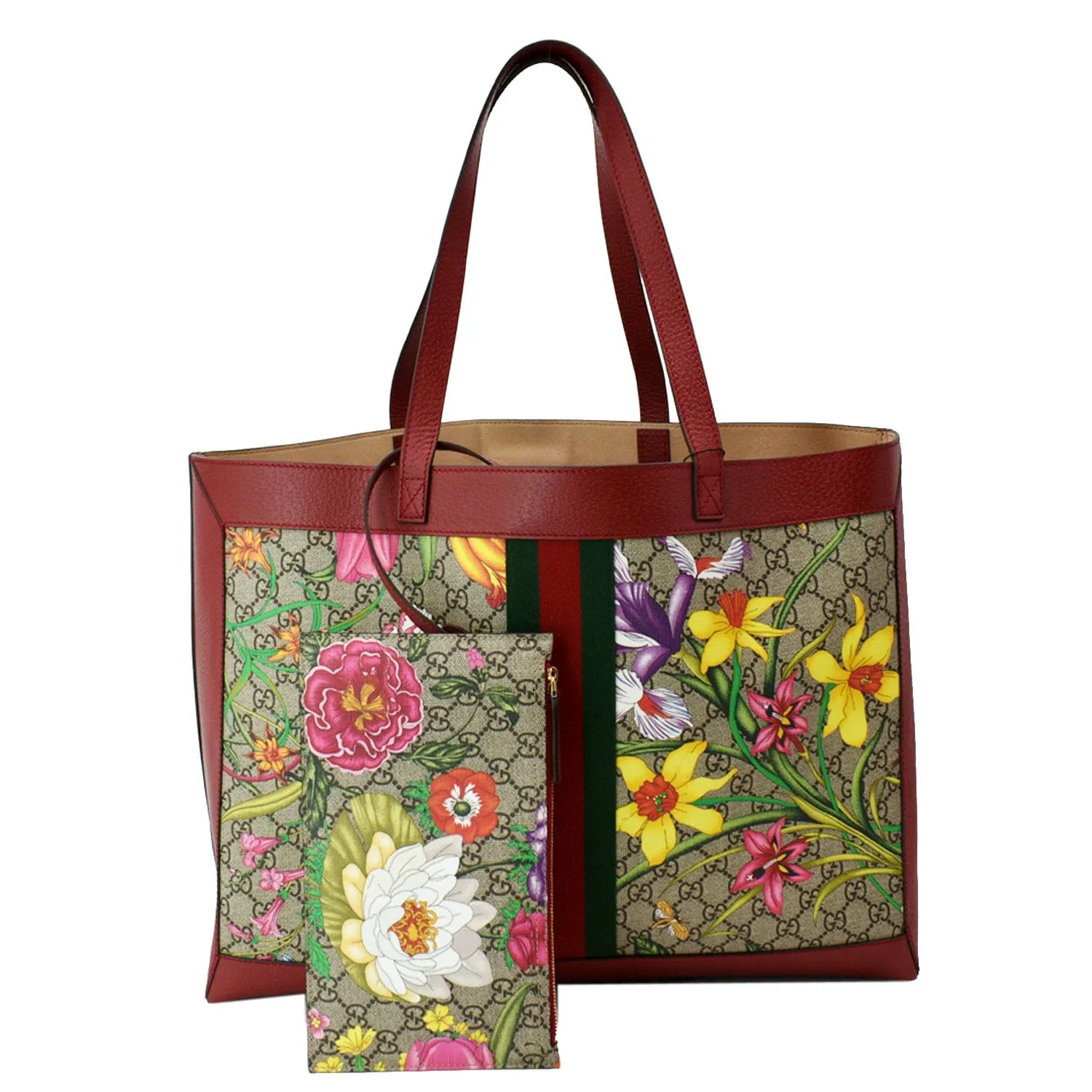 GUCCI Ophidia GG Flora Medium Tote Bag Red 547947